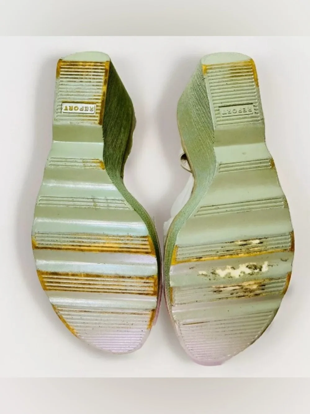 Report Platform Makayla White Leather Sandals W Sz 10